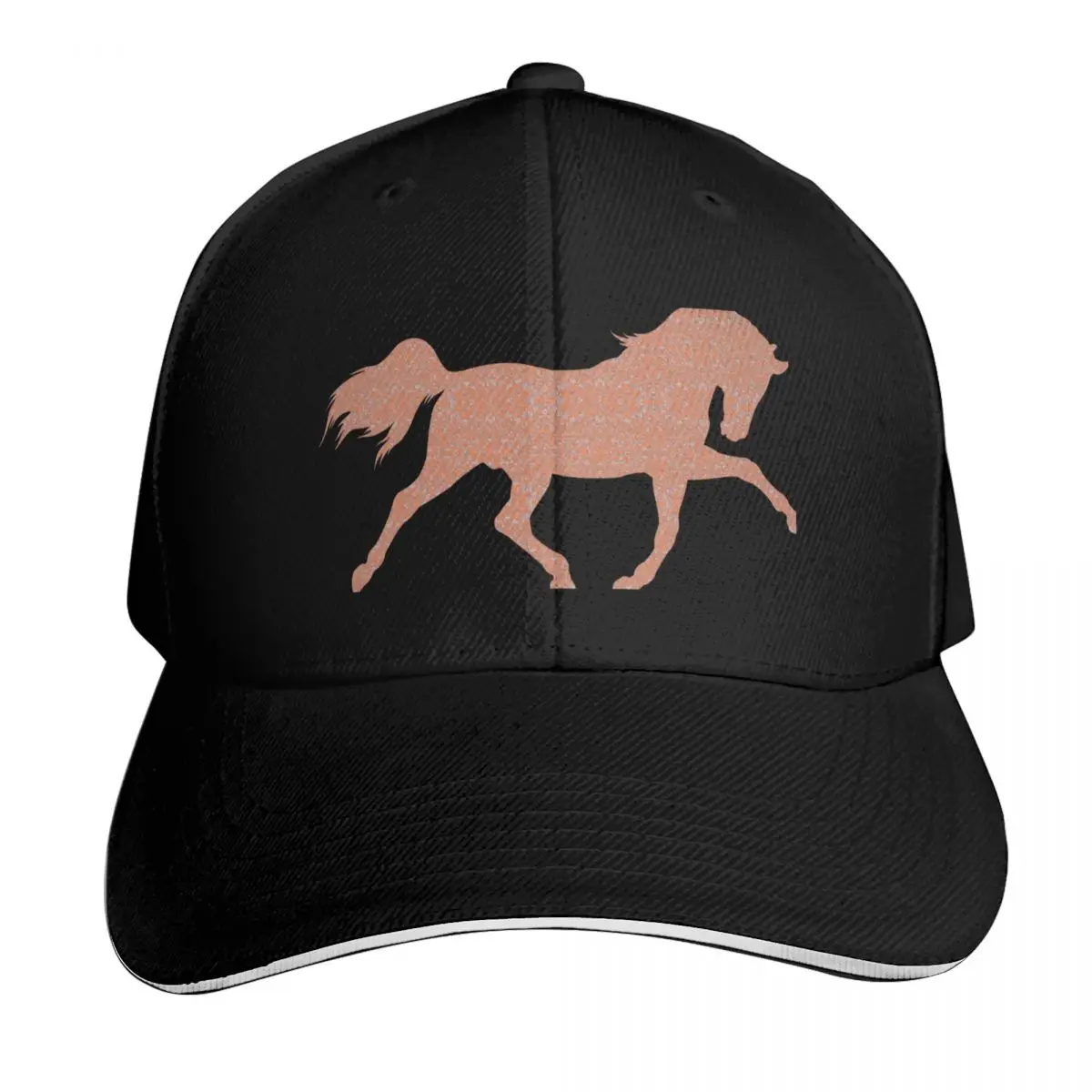 Horse Brown spray Print Art Baseball Cap Quick Dry Performance Cotton Twill Breathable Contrast Two Tone Brim