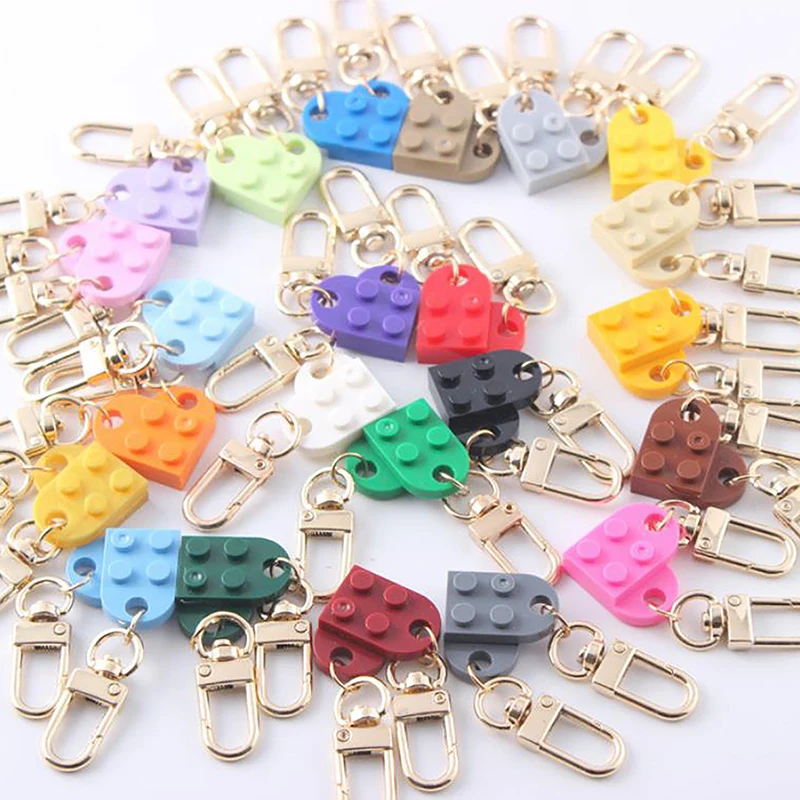 2Pcs Love Heart Brick Keychain for Couples Friendship Women Men Jewelry Gift KeyChains