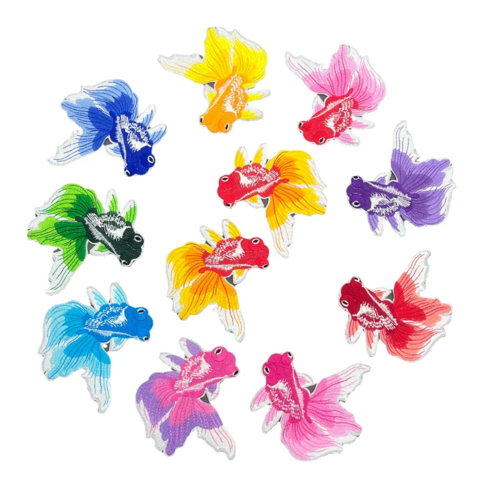 Zeekarper Vis Borduurpatches Cartoon Zeevruchten Ijzer Ons Appliqueert Kleurrijke Oceaan Wezens Stickers Voor Kinderen Kleding Patch