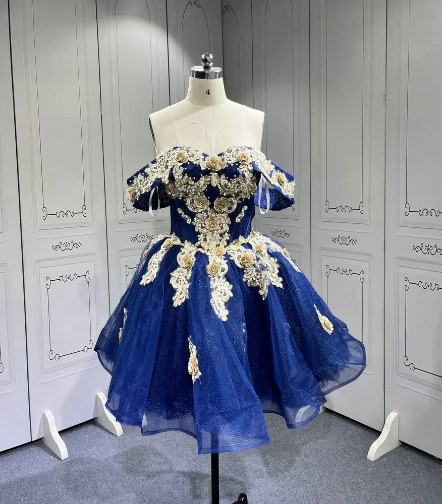 فستان Mumuleo 3 في 1 باللون الأزرق الداكن Quinceanera مع فستان الدب المطابق والفساتين القصيرة vestidos de quince anos