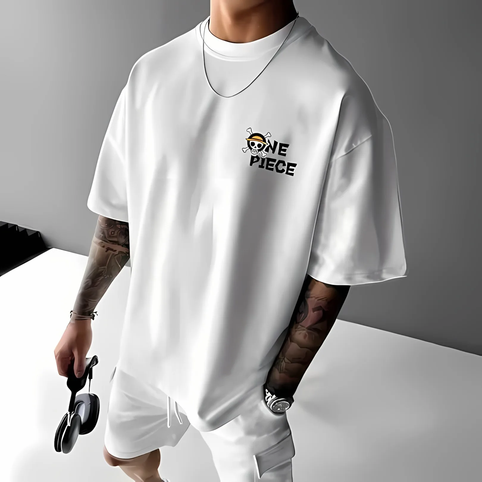 قميص رجالي صيفي جديد 2025 للياقة البدنية والممارسة غير رسمي ناعم وجيد التهوية بنمط ثلاثي الأبعاد مطبوع بأكمام قصيرة