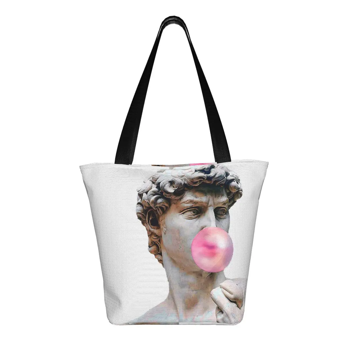 Bolso de mano de poliéster con estatua de chicle para mujer, bolso de compras, bolso de hombro, bolso de lona, bolso de regalo