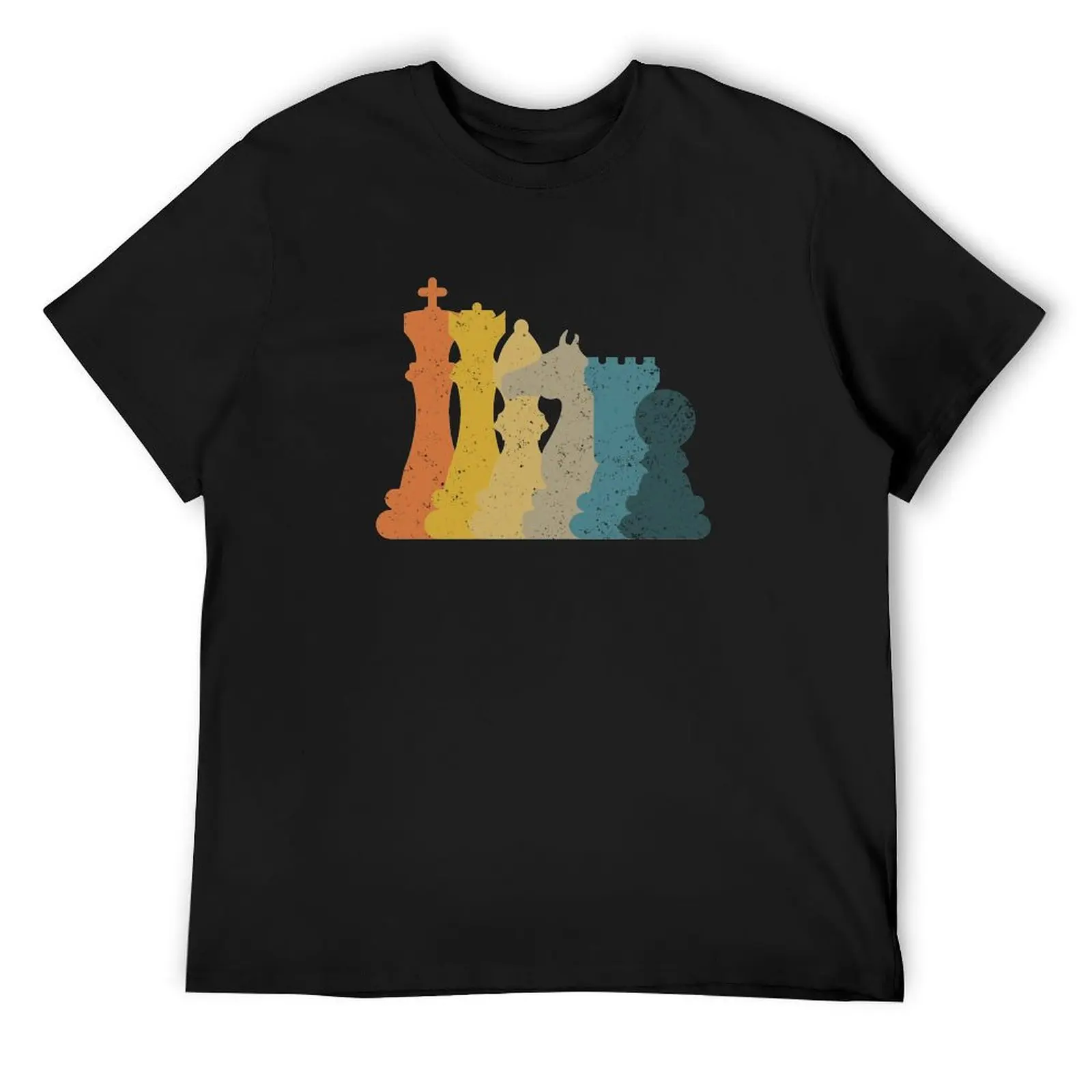 Retro Chess Pieces Chess Player Game Rook Knight King Queen Gear T-Shirt cute tops sports fans t shirt for men