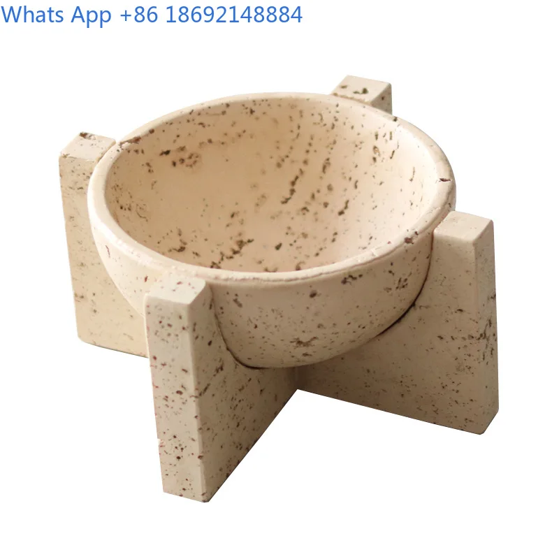 Wabi Sabi Style Marble Look Stone Tray Fruit Bowl Decorative Art Cross Base Dish Home Accessory