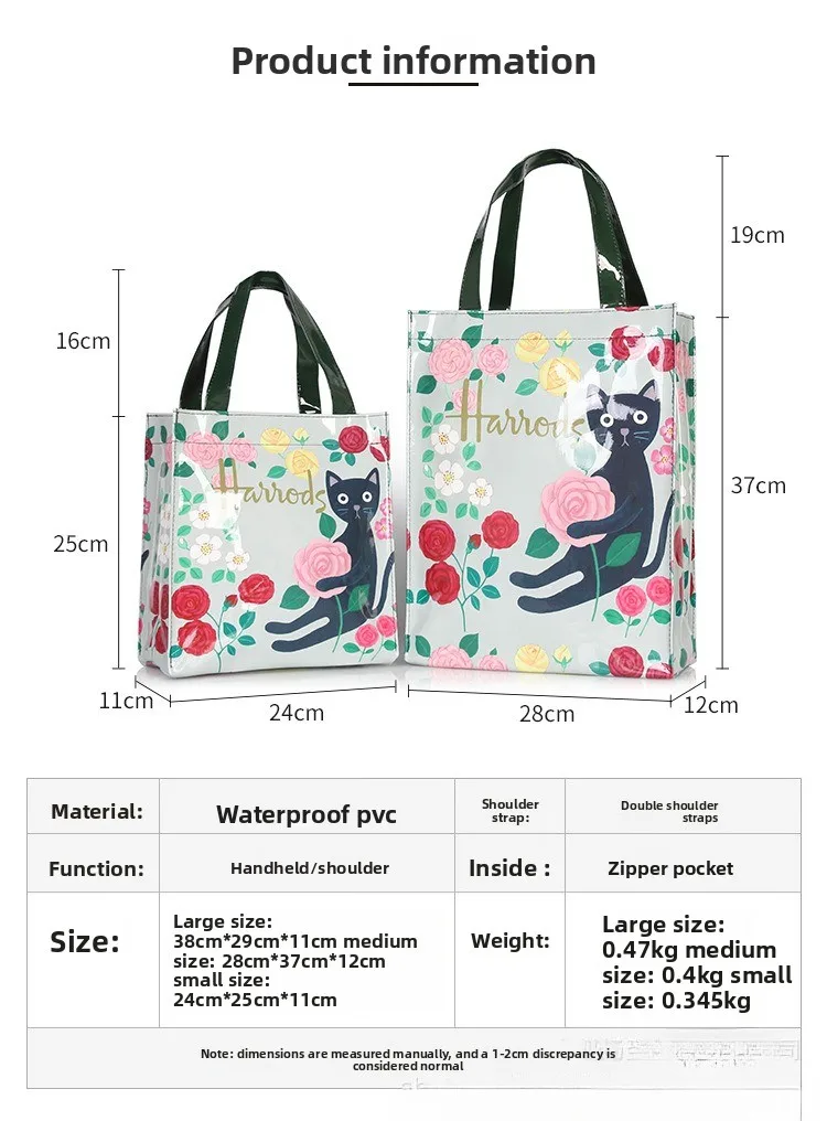 Wasserdichte PVC-Cartoon-Einkaufstasche für Damen, tragbare Schulterhandtasche für Studenten – Detail 1