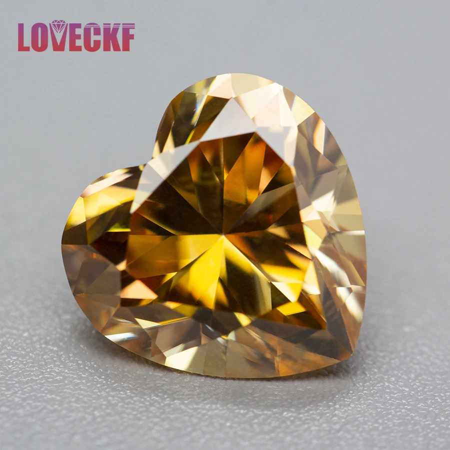 

Yellow Color Moissanite Loose Diamonds Heart Cut 0.5-5.0ct Moissanita Stone Pass Diamond Tester with GRA Certificate