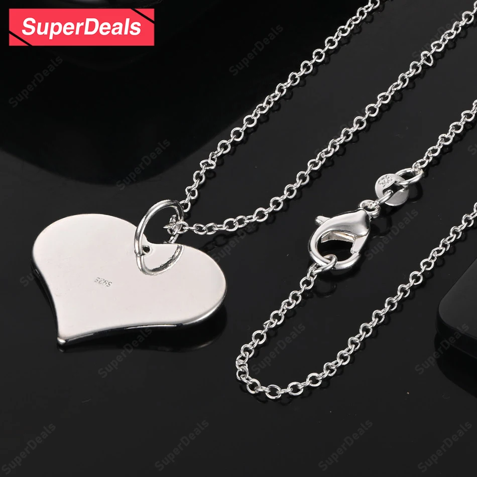 

SuperDeals 925 Sterling Silver Heart Pendant Necklace Women's Party Valentine's Day Gift 16-30 Inch Chain Fashion Charm Jewelry