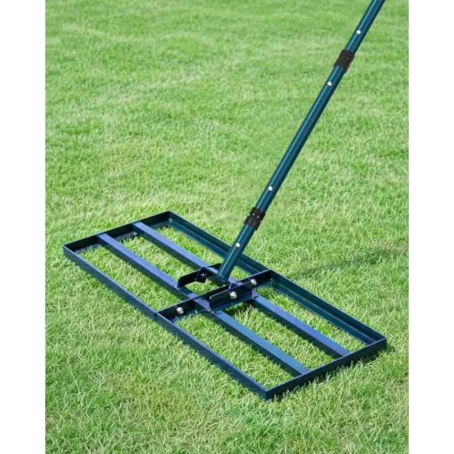 

Lawn Leveling Rake 30x10 Inch Lawn Leveler Tool with 78'' Adjustable Steel Handle Durable Landscape Rake Ease Level Soil Sand D