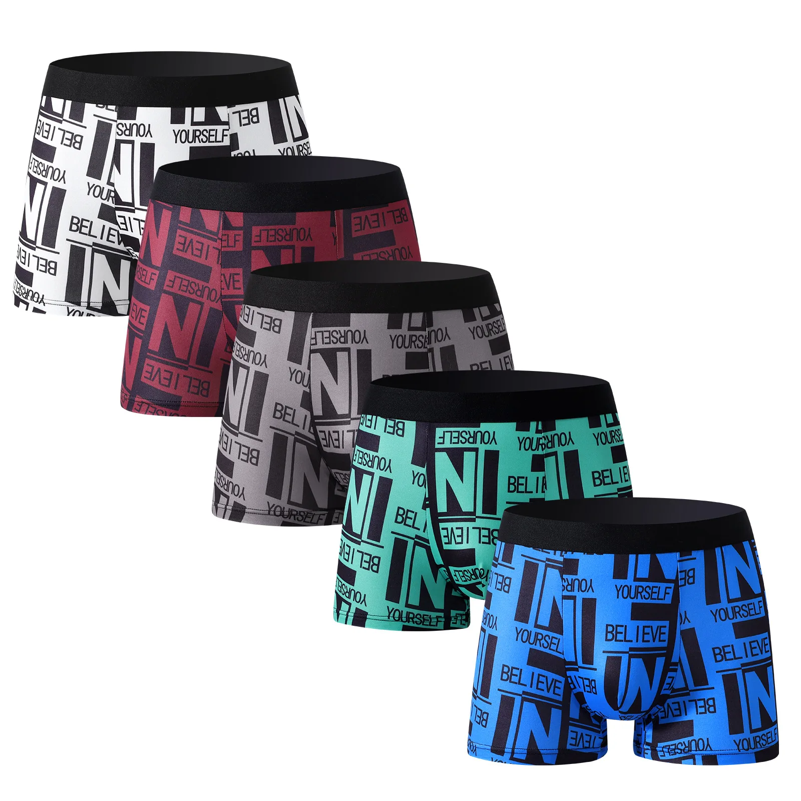 

"5-piece set!" Cool letter men's underwear, personalized printed, comfortable and breathable men's briefs