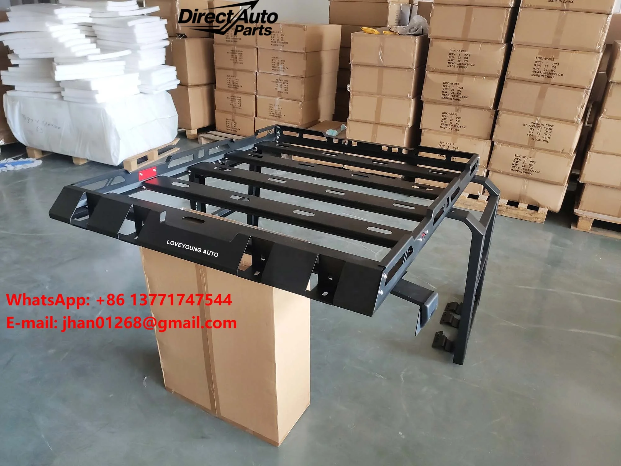 Steel Roof Rack Luggage Cargo Carrier with Ladder for Wrangler JK JL 2/4 Door Vehicles Black Powder Coated 63KG