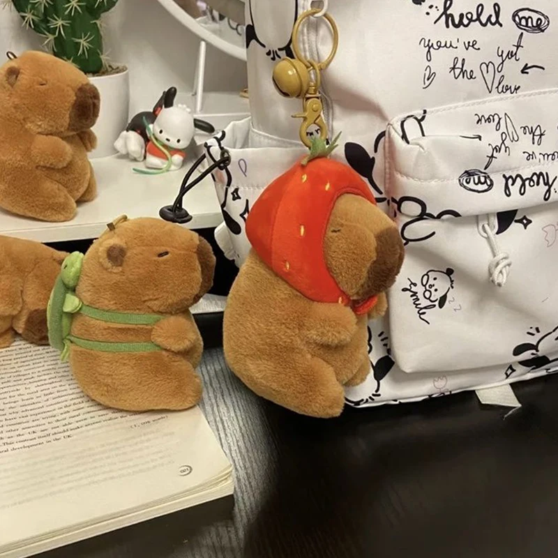 Capivara-Criativo Fofo Chaveiro De Pelúcia, Saco Bonito Pingente, Chaveiro Animais Fofos, Boneca Kawaii Recheada Chaveiros, Presente de Aniversário