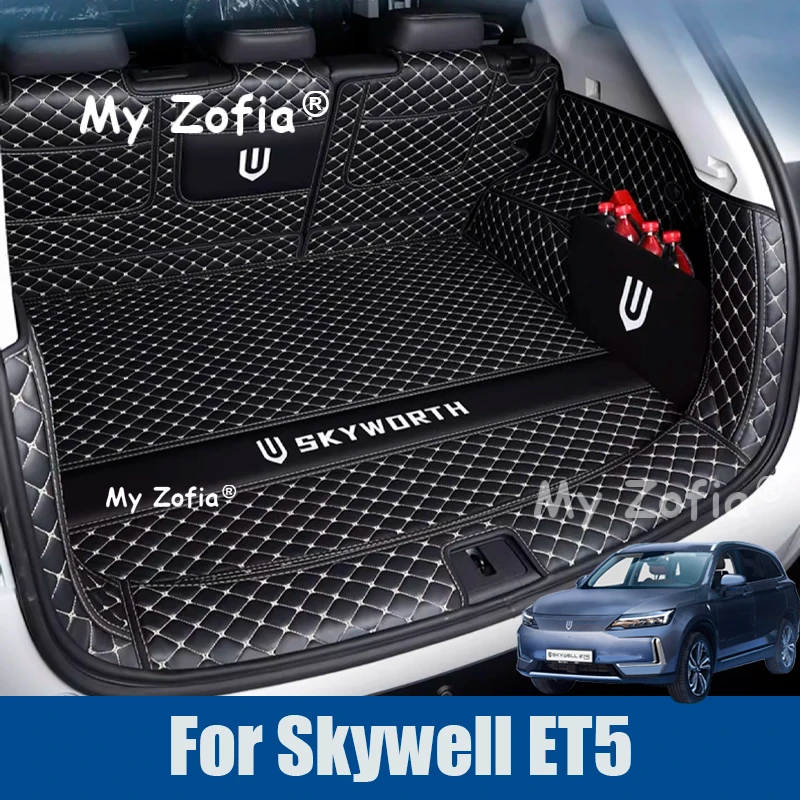 

For Skywell ET5 Skyworth EV6 2024 2025 Car Trunk Mat leather Waterproof Rear Trunk Mat Boot Mat Interior Protective Accessories