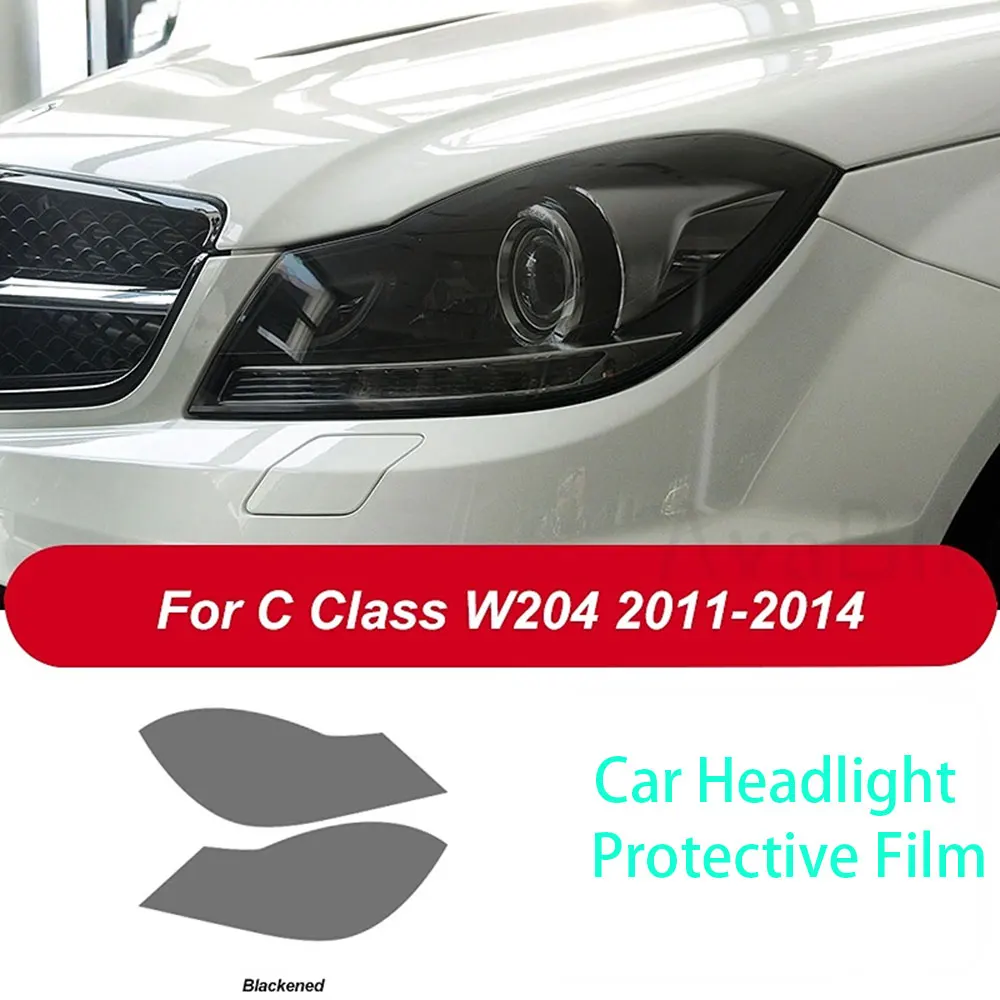 

2 Pcs Car Headlight Protective Film Smoked Black TPU PPF Sticker for Mercedes Benz C Class W204 C63 AMG 2011-2014 Accessories