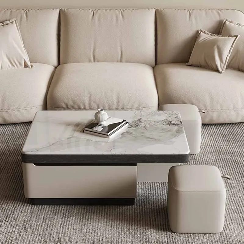 Italian Clear Coffee Table Storage Drawers Unique White Modern Side Table Nordic Balcony Nordic Mesa Auxiliar Hotel Furniture