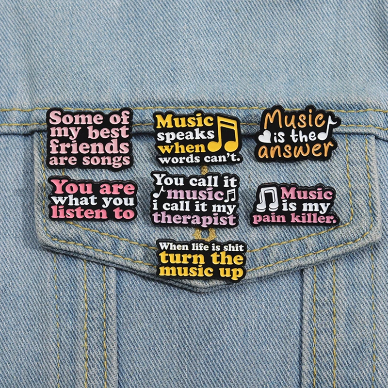 Noem Het Muziek, Ik Noem Het Mijn Therapeut Dennen Revers Badges Sieraden Cadeau Voor Vrienden Muziekliefhebber Emaille Broche Op Maat