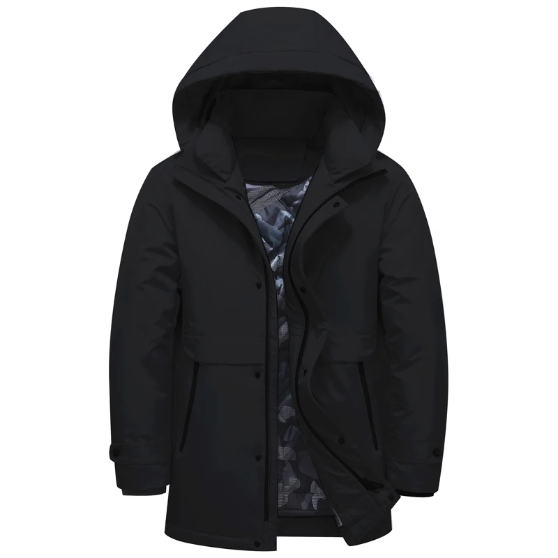 

Brand 90% White Duck Down Liner Detachable Men Jacket Winter Hooded Thick Warm High Quality Winter Down Coat Mens Black Parkas