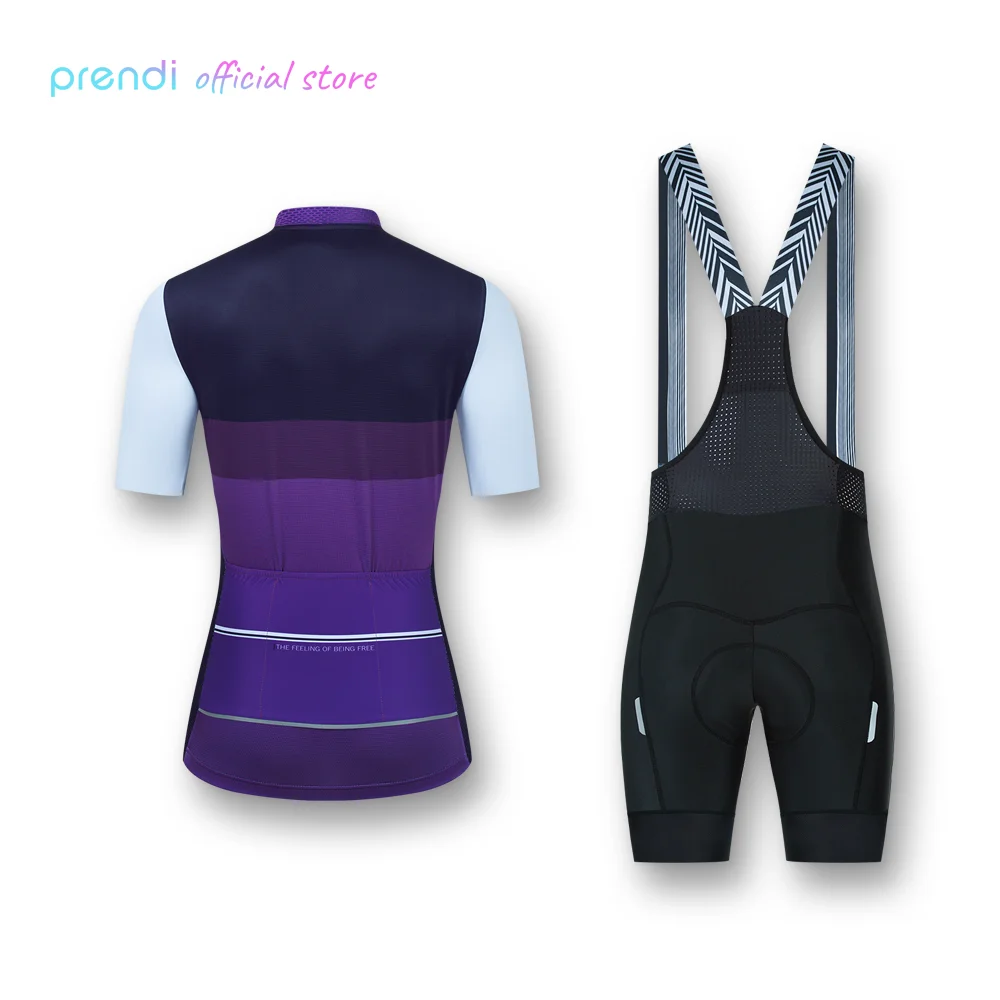 PRENDI 2022 Women Bicycle Sets Wear Summer Cycling Jersey Bib Shorts Suits Female  Sport Riding Bike Clothing