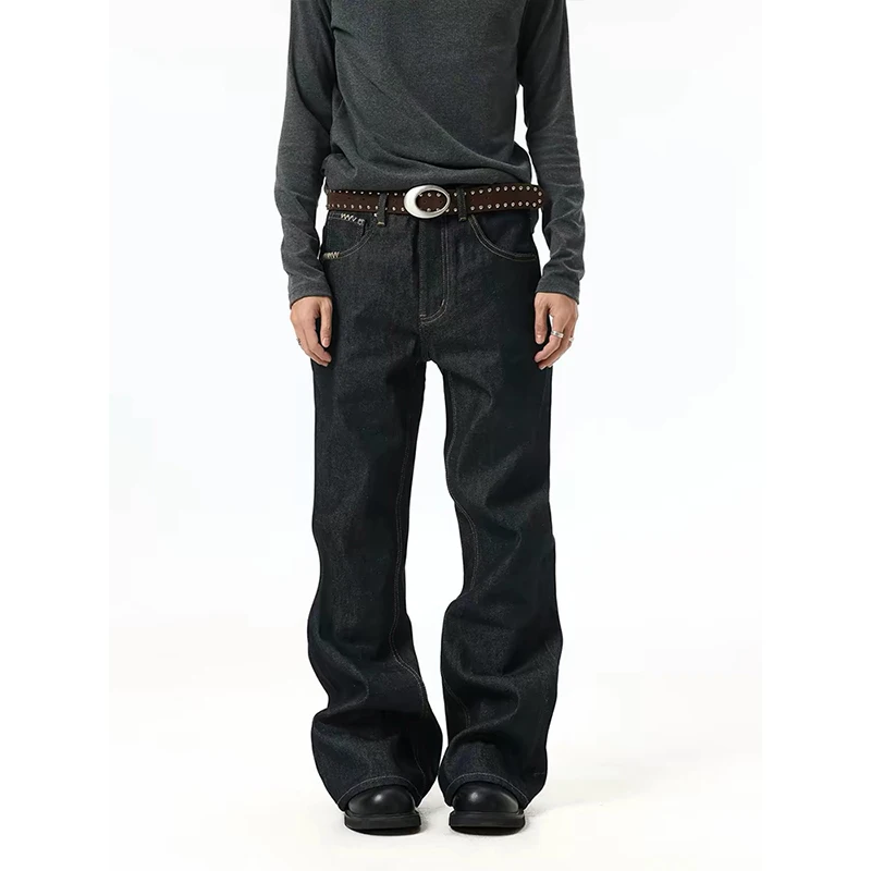American Retro Distressed Washed  Man's Jeans Solid Color Versatile Full Length Straight-leg Pants 2026 Summer New