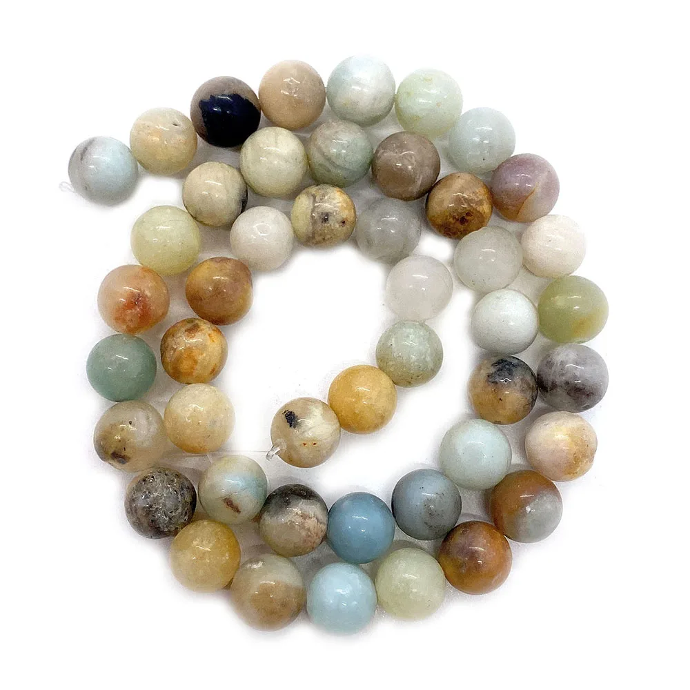 6/8/10 مللي متر الطبيعية امازونيتي جولة مصقول فضفاض حبة الإكسسوار 1 ستراند DIY بها بنفسك صنع قلادة الموضة سوار مجوهرات