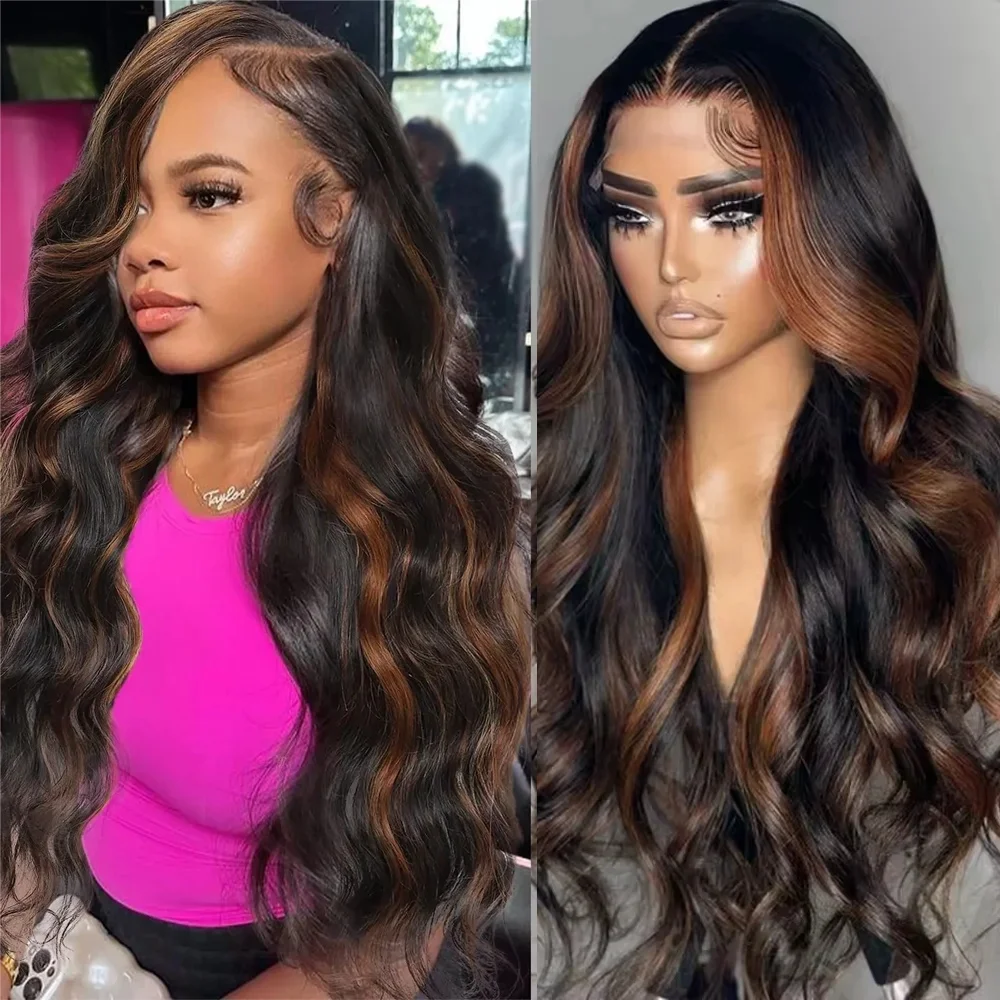 الجسم موجة الدانتيل الجبهة الباروكات شعر الإنسان تسليط الضوء على شفافة 220 الكثافة قبل قطعها مع شعر الطفل 13 × 6 شعر مستعار أمامي للنساء 1B30