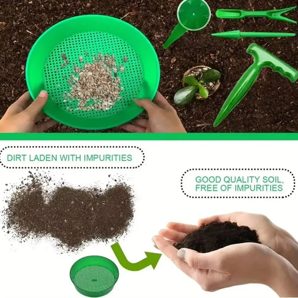 Plastic Soil Sieve Durable Construction Fine Mesh Gardening Sifter Sifting Filtration Handheld Design Plant Sieve Basket