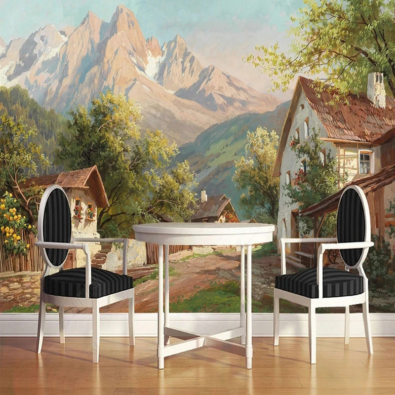 

Photo Wallpaper European Pastoral Country Landscape Oil Painting Mural Restaurant Cafe Living Room TV Backdrop Decor 3D Fresco