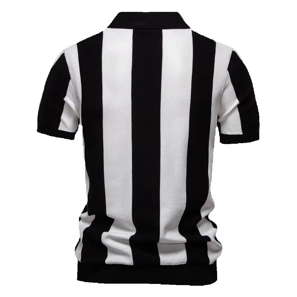 Embroidered new summer men's breathable striped patchwork polo shirt - comfortable short sleeved casual knitted shirt