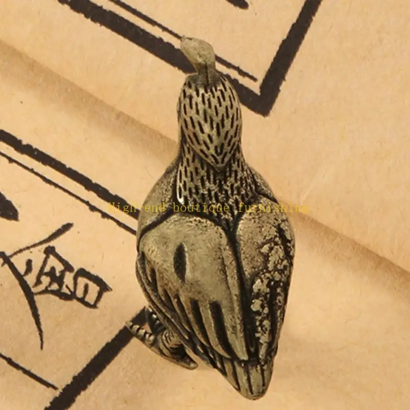 L9NB Shelf Display California Quail Figurine, Aged Metal Bird Accent for Tea Room