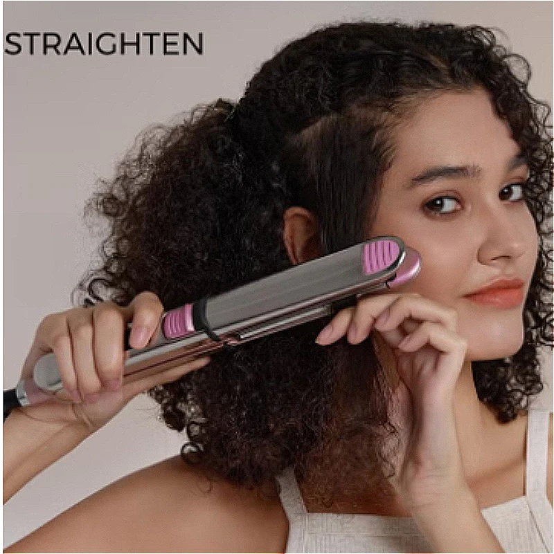 2-in-1 Hair Straightener and Curler, 1 Inch Professional Ceramic Ionic Flat Iron with 110V Voltage, Fast Heating Up Technology, Anti-Frizz & Scald-Proof Design, Salon-Quality Smooth Hair Results for Daily Styling, Home Use and Personal Grooming view 6