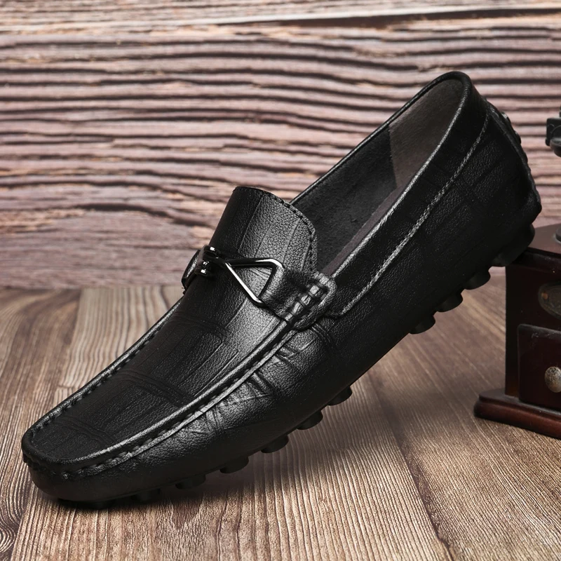 Men Genuine Leather Loafers Slip On Casual Shoes Moccasins Mocassin Homme Mocasines Hombre Luxury Designer Shoes