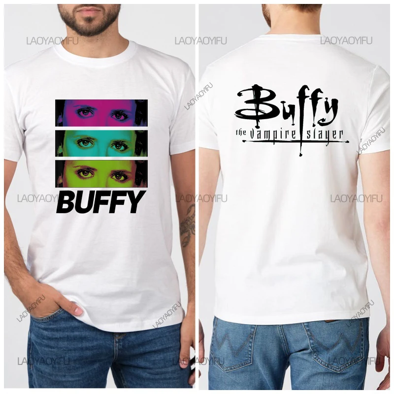 Buffy Y2k The Vampire Slayer Women's T-shirt Fashion Men's T-shirts for Men Clothing Manga Short Sleeve Tee Mens Clothes Graphic