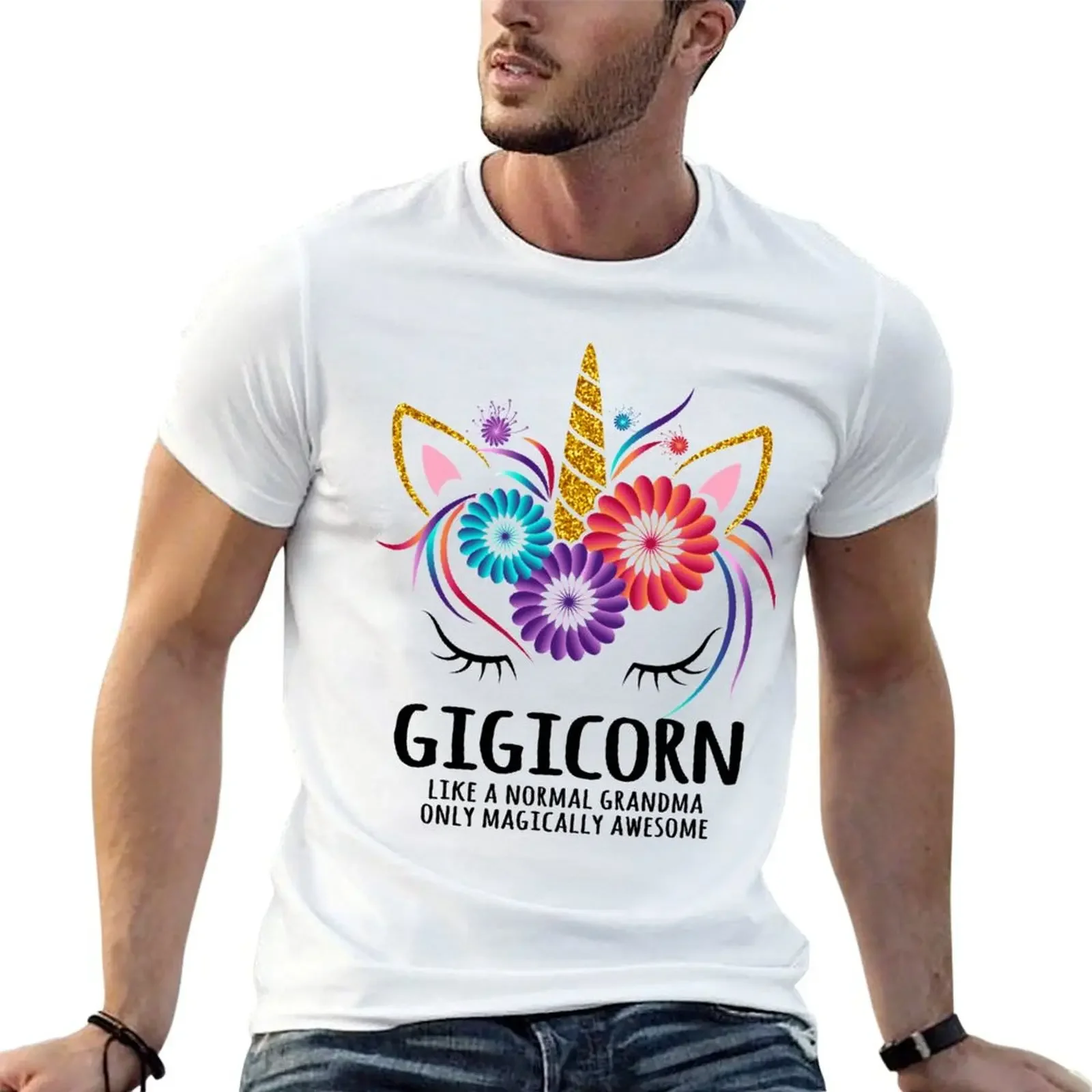 Gigicorn Gigi Unicorn Grandma T-Shirt funny costumes new edition men workout shirt