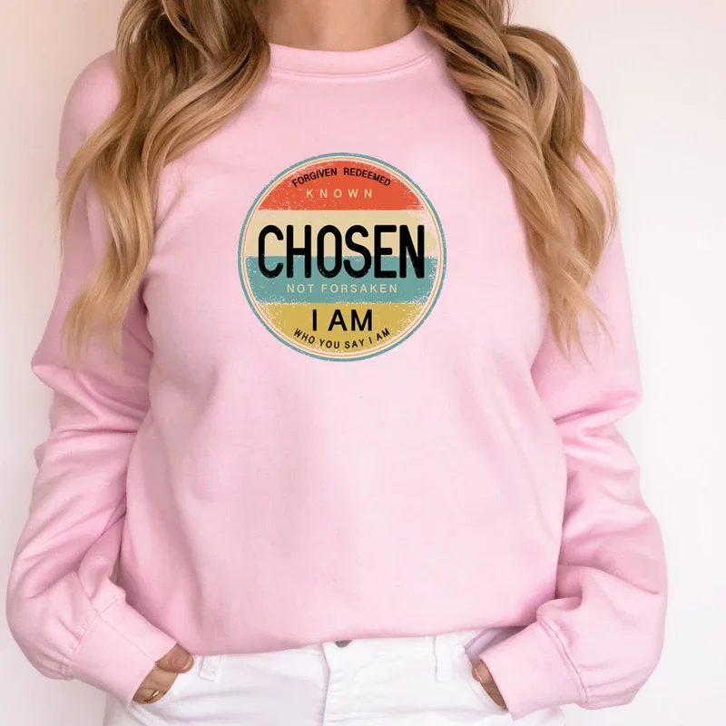 

Retro Chosen Bible Verse Women Crewneck Sweatshirt Winter Clothes Vintage Motivational Religious Clothing Femme Dropshipping