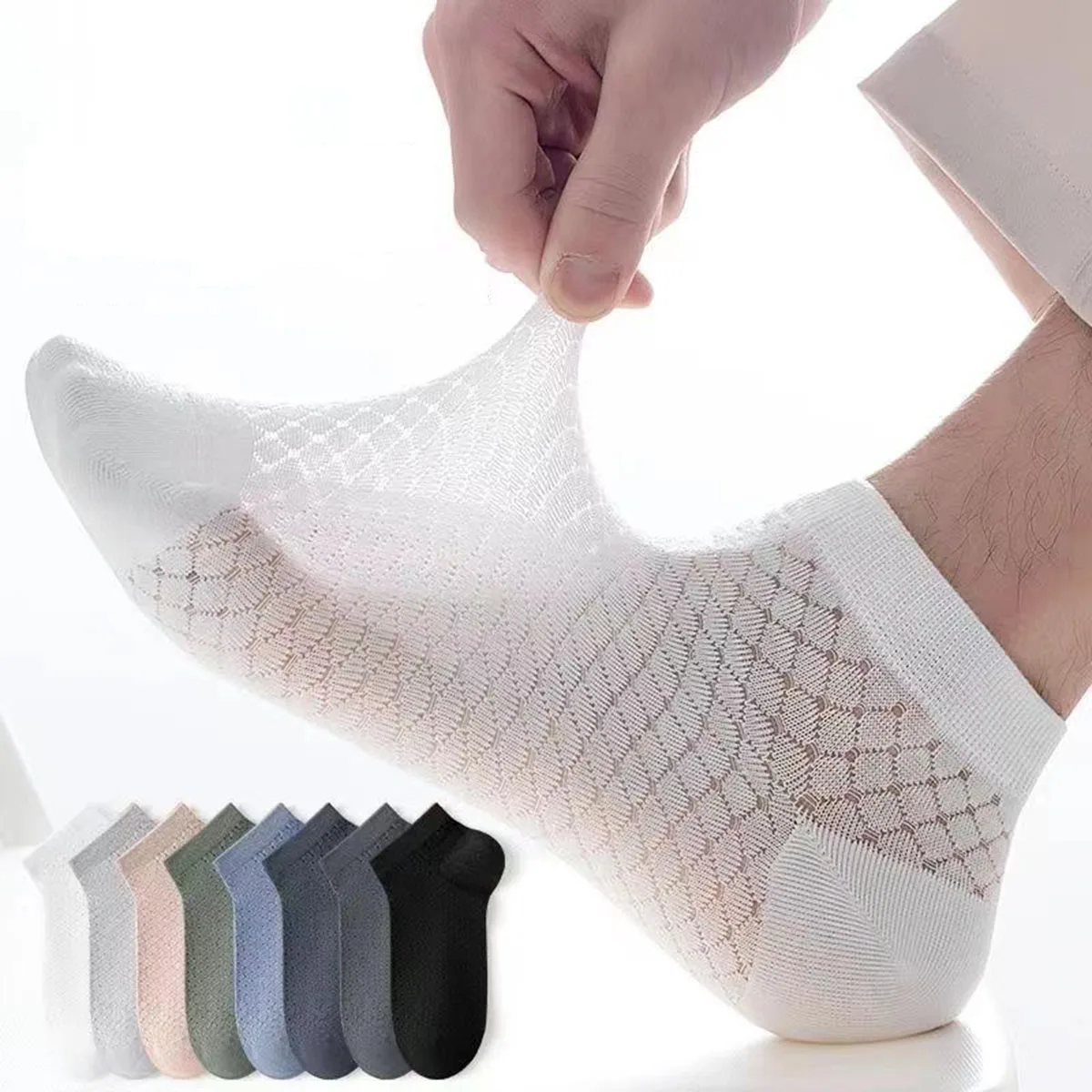 

5 Pairs Summer Shallow Mouthed Invisible Boat Socks With Anti Slip And New Trend Mesh Breathable Short Boat Socks Size 38-43