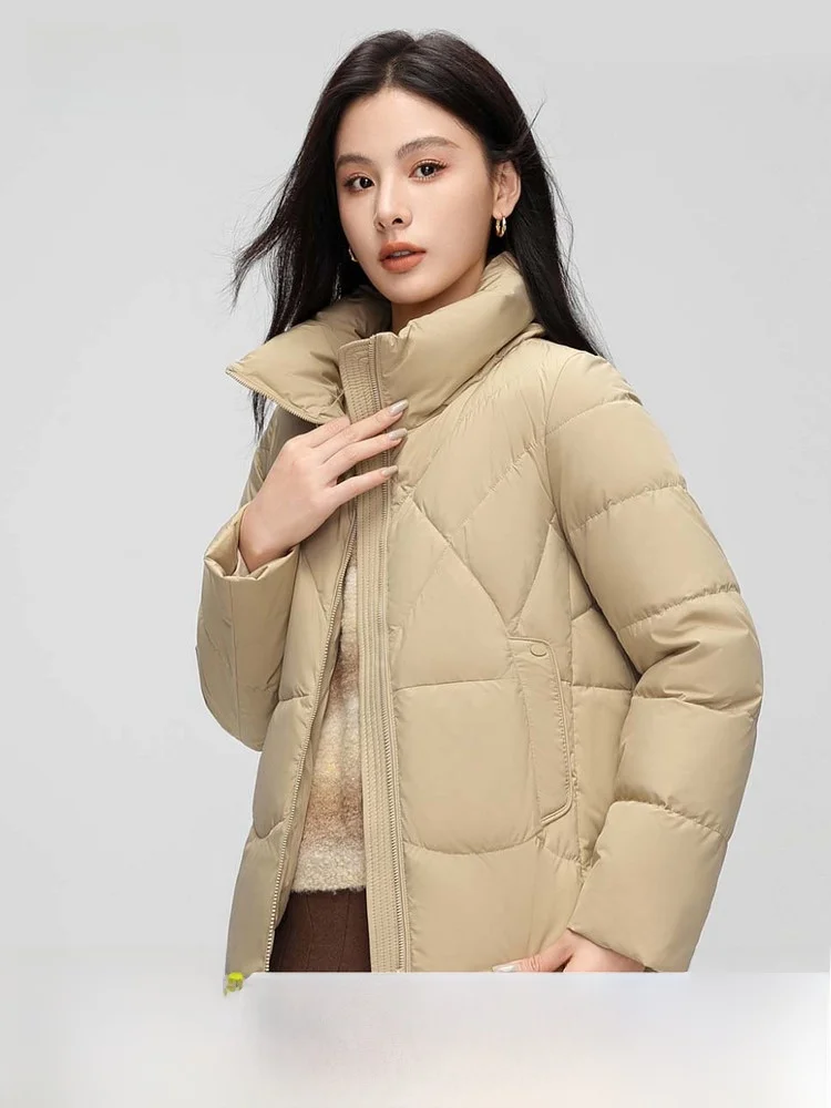 

Snow Flying Spring New Women's Mom Style Short Stand Collar down Jacket Warm Casual Fashionable Polyester Fiber Duck down