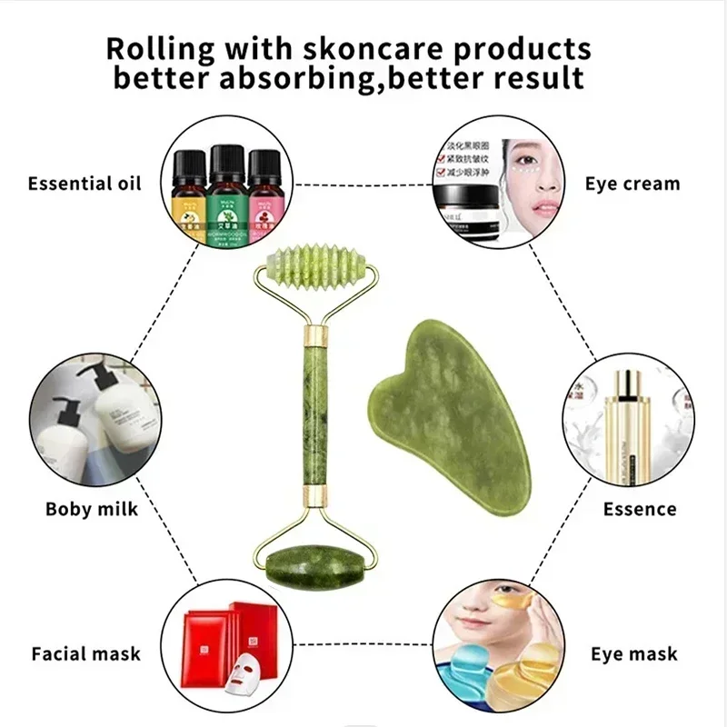 Natural Jade Face Massager Gua Sha Stone Face  Guasha Masaje Facial Board Acupoint Eye Care SPA Massager Tool massage visage