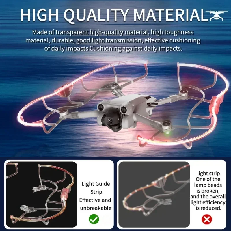 For DJI Mini4/3pro/Mini3 Accessories Luminous Blade Protection Cover Propeller Full Surround LED Luminous Protection Accessories