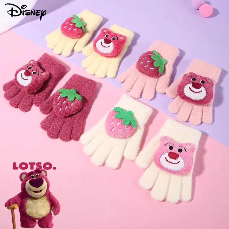 

Милые периферийные устройства с героями мультфильмов Диснея, осенне-зимние модные и универсальные индивидуальные теплые и морозостойкие вязаные перчатки для девочек Lotso