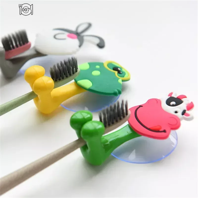 Cartoon Animal Toothbrush Holder Wall Mounted Antibacterial Tooth brush Storage Rack With Suction Cup Bathroom Organizer