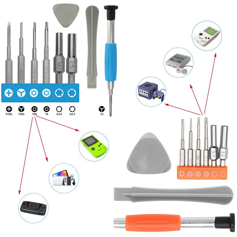 

YUXI Screwdriver Set Disassembly Opening Tool Kit Repair Parts For Switch GBA SP New 3DS XL PSP NGC Game Console 1Set
