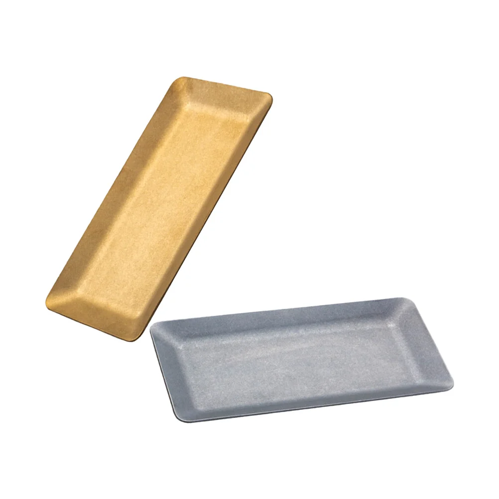 

2Pcs Stainless Steel Snack Plate Rectangular Food Tray Sushi Holder Restaurant Tableware Rectangular Plate