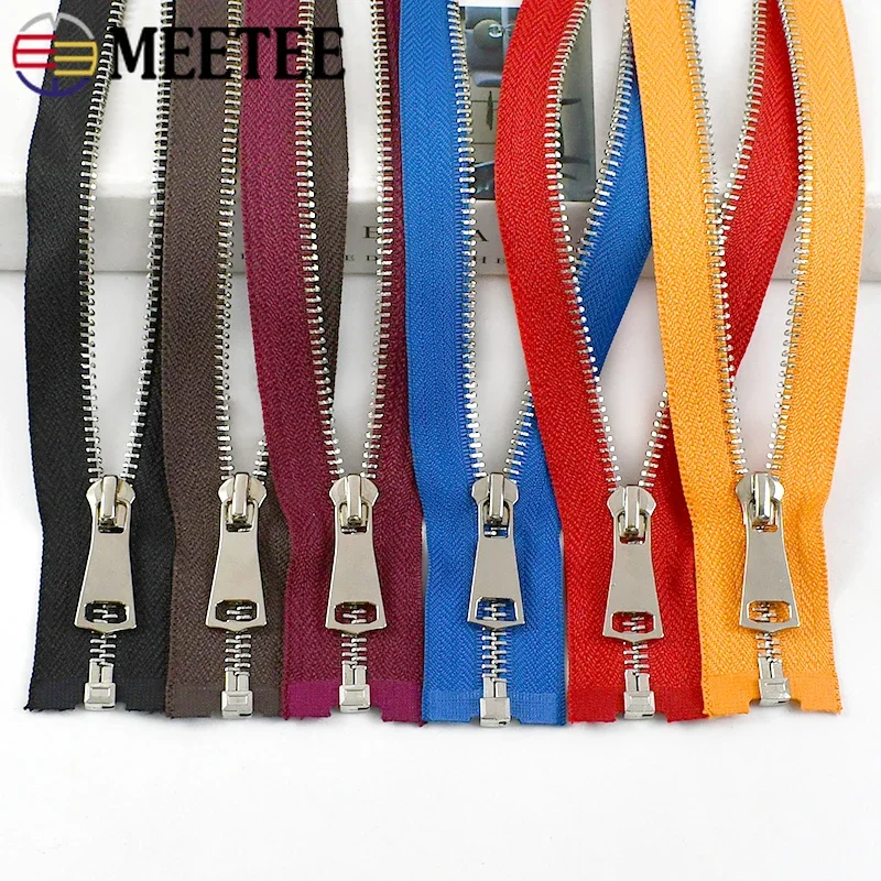 1Pc 40-120cm 5# Metal Zipper Open-end Jacket Coat Decor Single Slider Auto Lock Zips Bag Clothes Zip Repair Kit Sewing Material