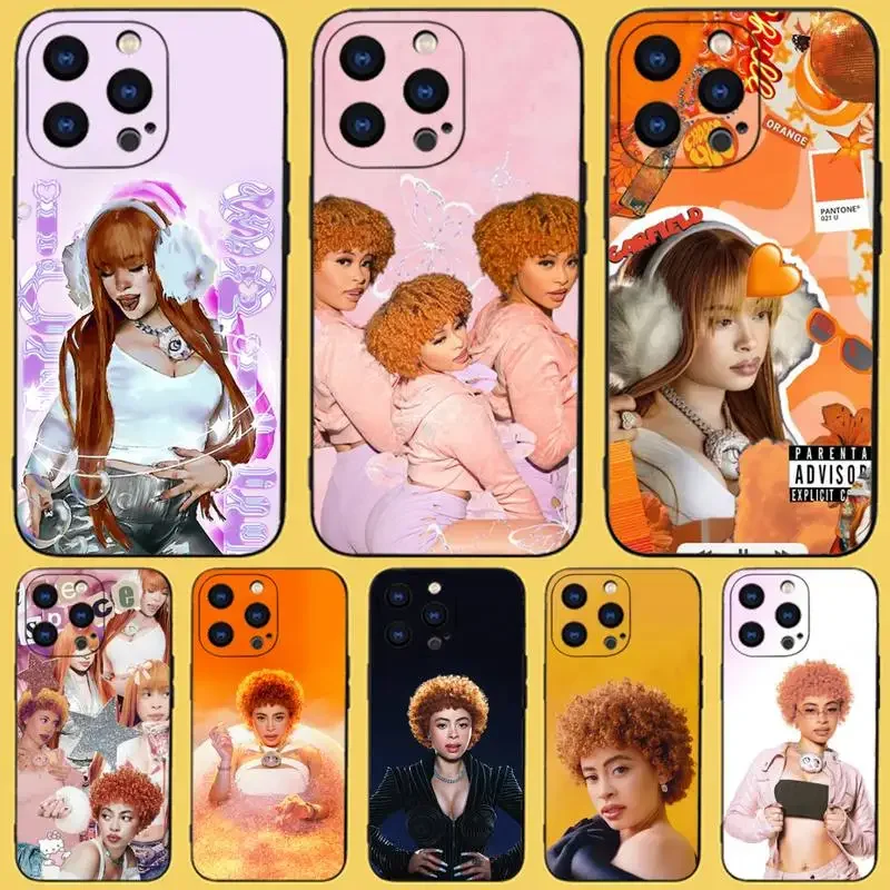 Rapper Ice Spice Phone Case For iPhone 15,14,13,12,11 Plus,Pro,Max,XR,XS,X,7,8 Plus,SE,Mini Black Silicone Soft