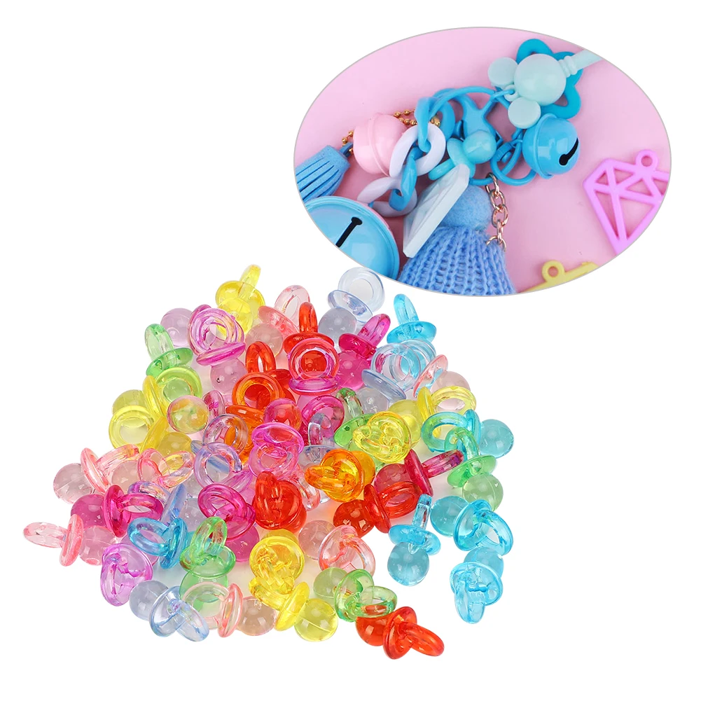 Acrylic Baby Pacifiers 100PCS Acrylic Mini Pacifier Jewelry Making Beads Pendant Bracelet Necklace