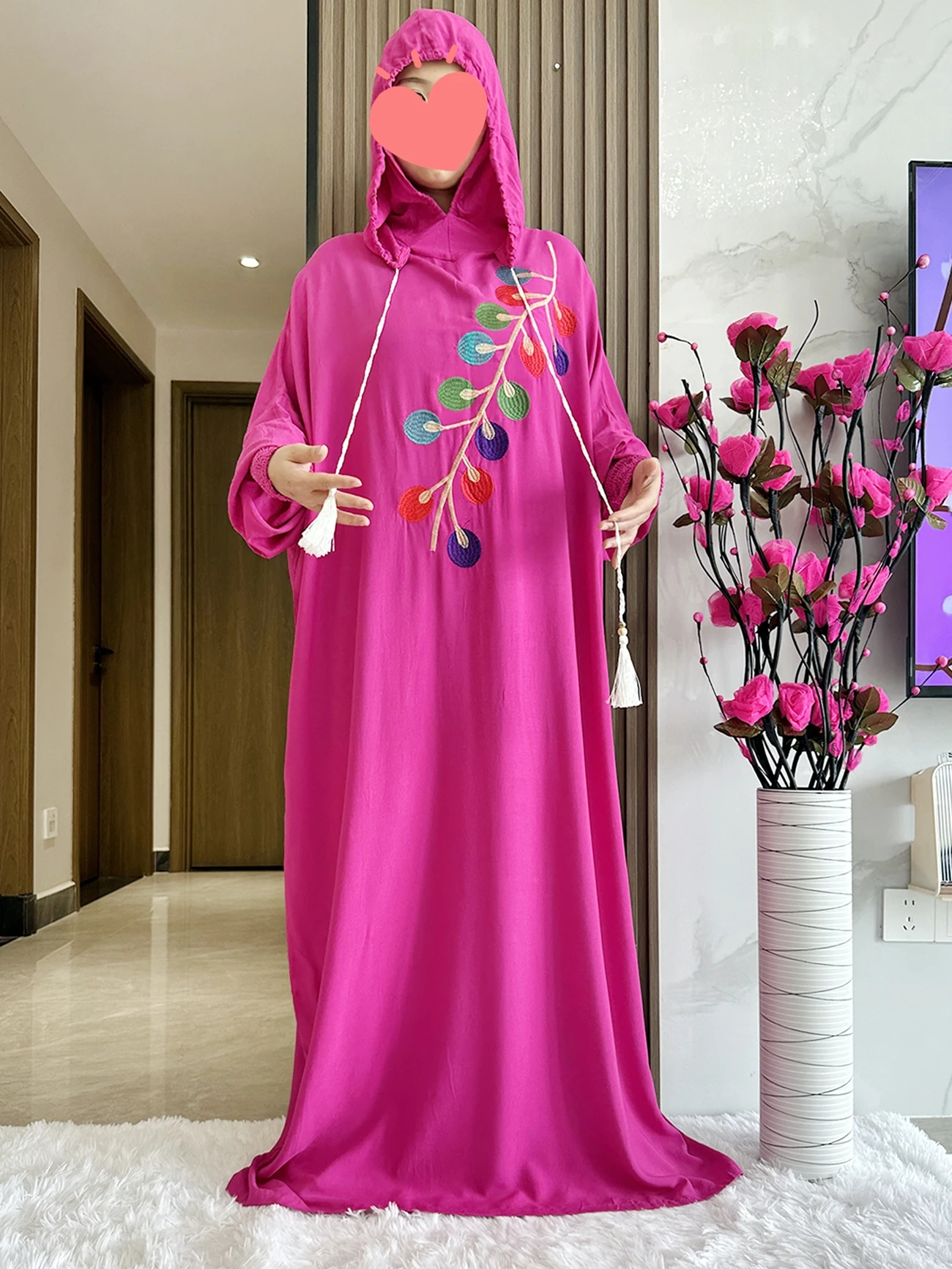 2024 New Ramadan Muslim Two Hats Abaya Dubai Turkey Islam Prayer Clothes 100% Cotton Fabric Dresses Islam Women Dress Kaftan