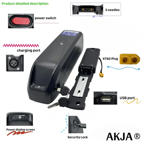 AKJA 48V 20-30AH 18650 Hailong battery 5-pin 35AH BMS anti-theft lock waterproof 24-hour air transportation, charger