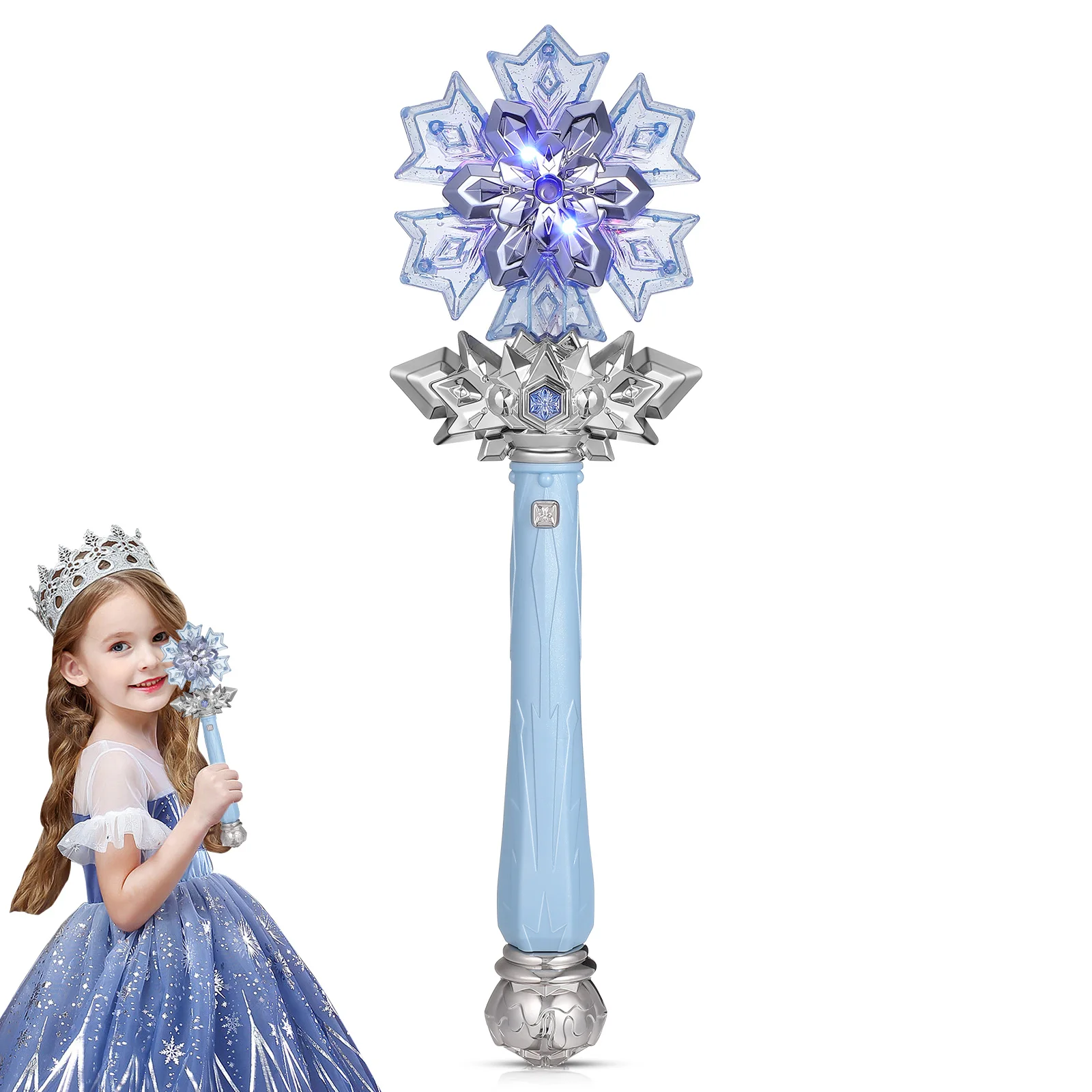 Up Wand for Kids Sensory Toy Glow Snowflake Princess Wand with Sound Halloween Stocking Stuffer