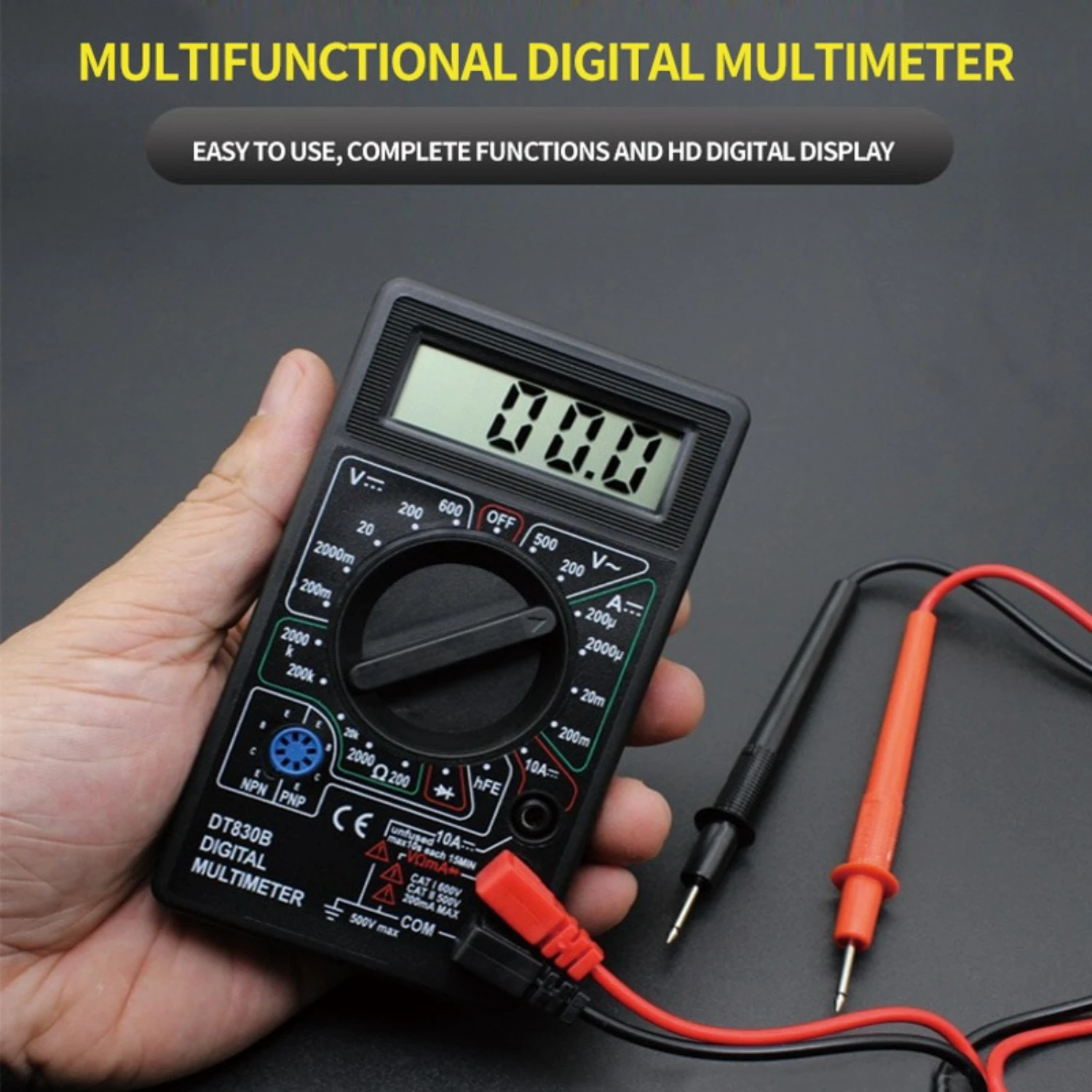 Lightweight and Compact Mini Handheld Digital Multi Meter - Accurate and Portable DT830B Electrical Test Instrument for DIY Proj