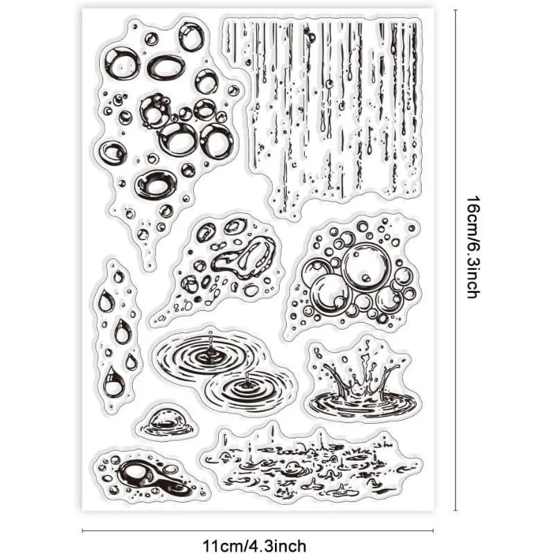 1pc Raindrop Clear Stamps Water Drop Clear for DIY Scrapbooking Photo Album Decorative Cards Making Home Decoration 6.3x4.33inch