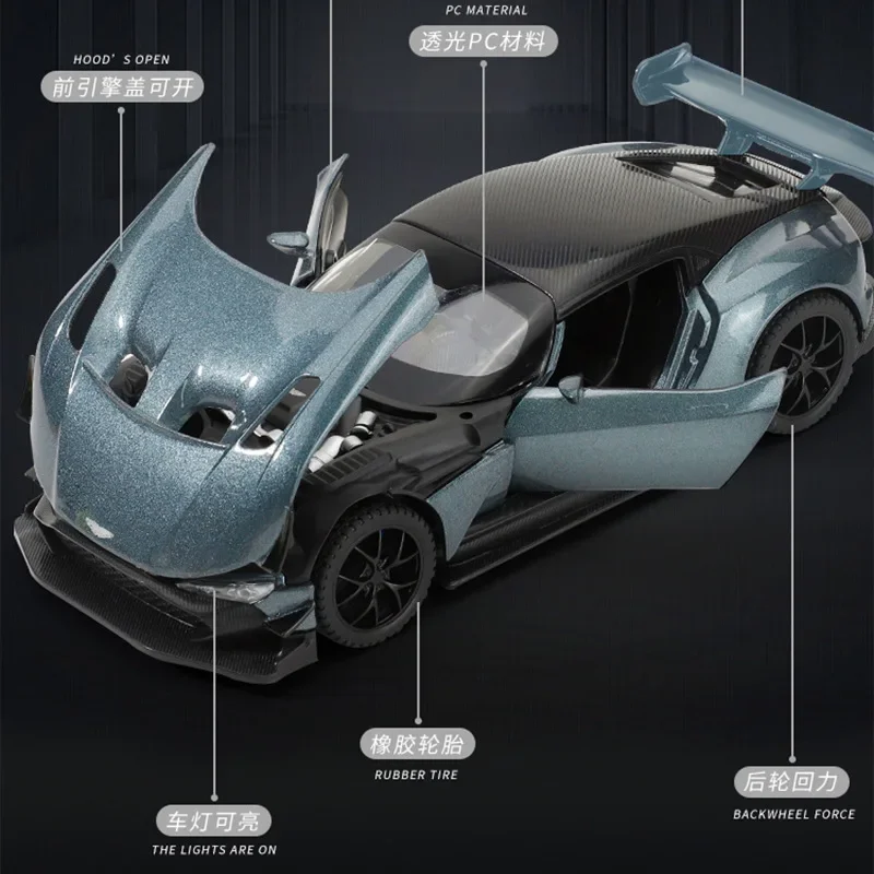 1:32 Aston Martin Vulcan Sport Car Model Alloy Diecast Metal Toy Vehicle Simulation Sound Light Car for Children Gift Collection